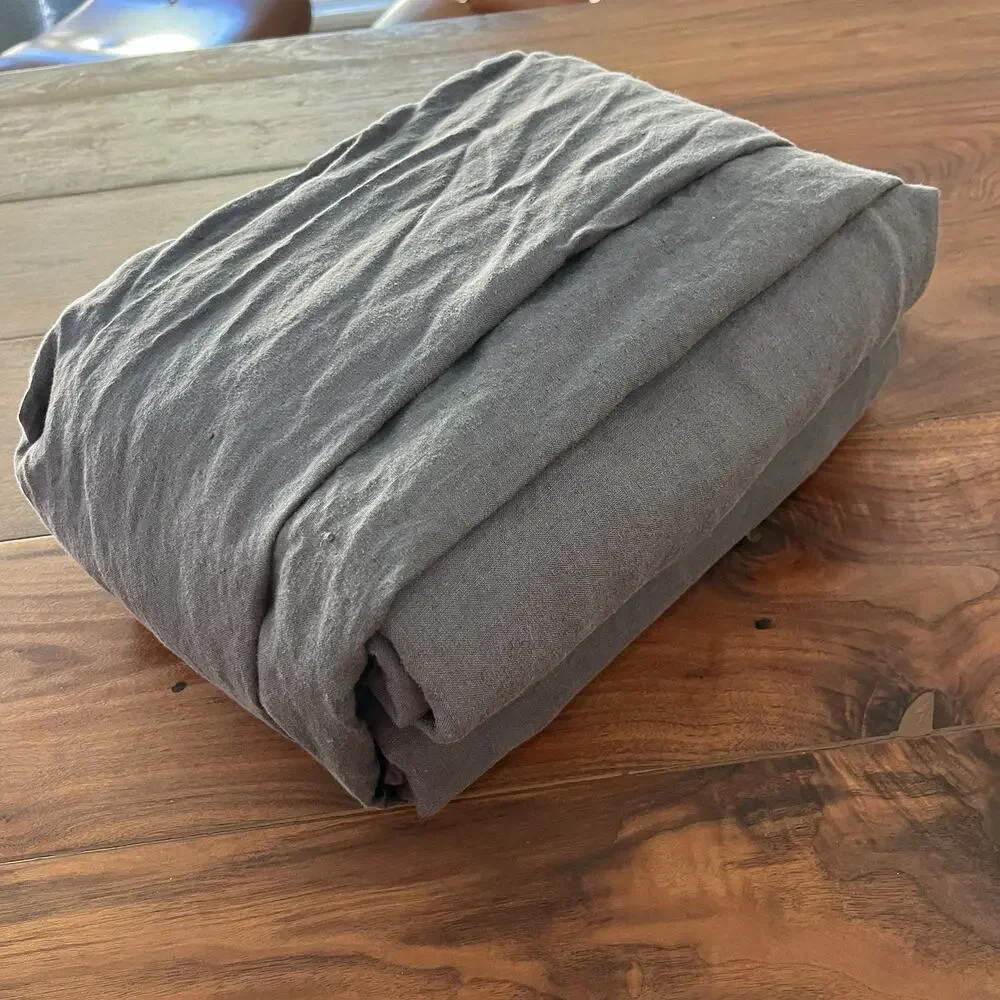 Ikea Dytåg 100% Linen King Duvet Cover & Pillowcases Dk Gray